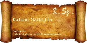 Kulman Szibilla névjegykártya